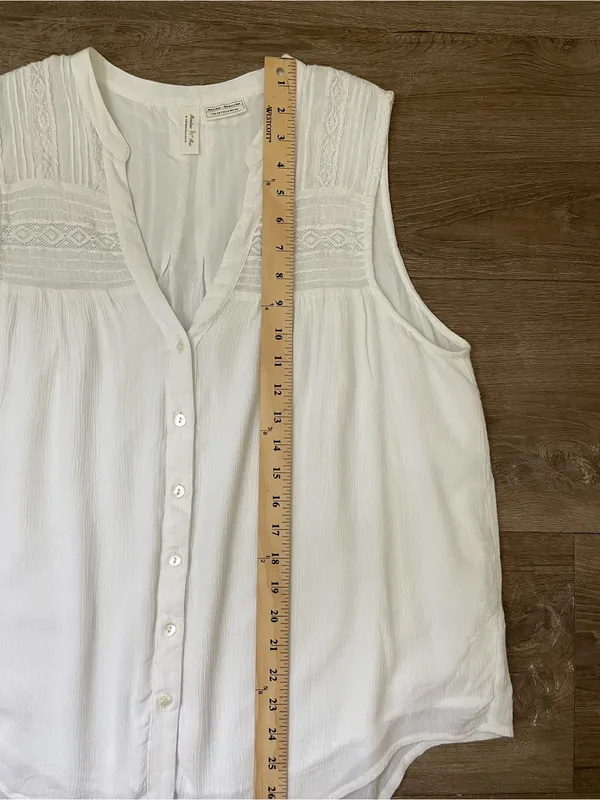 Anthropologie Meadow Rue Sleeveless Blouse Size 14 White Romantic Boho Lace - Image 10