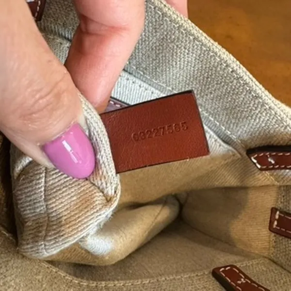 Chloé Mini Woody Tote White Brown Linen Canvas - Image 9