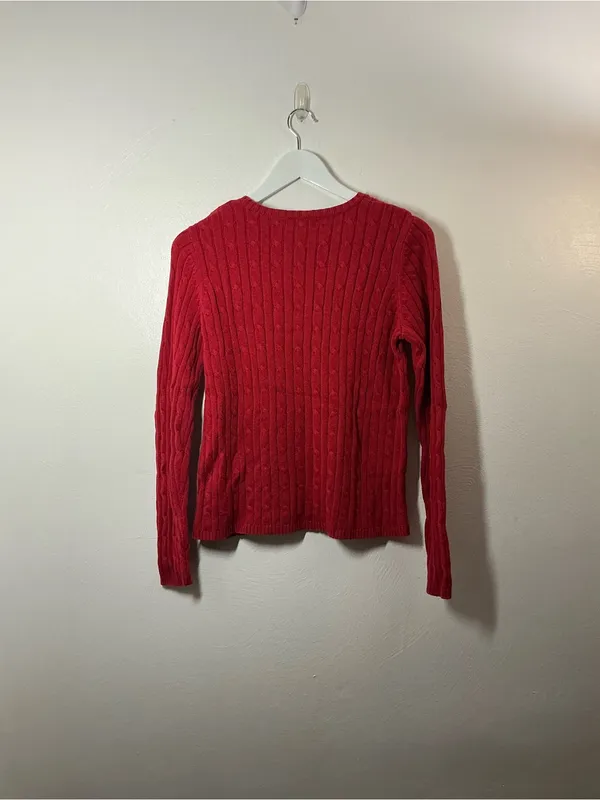 St.John's Bay Red Cable-Knit Crewneck Sweater Size Medium - Image 2