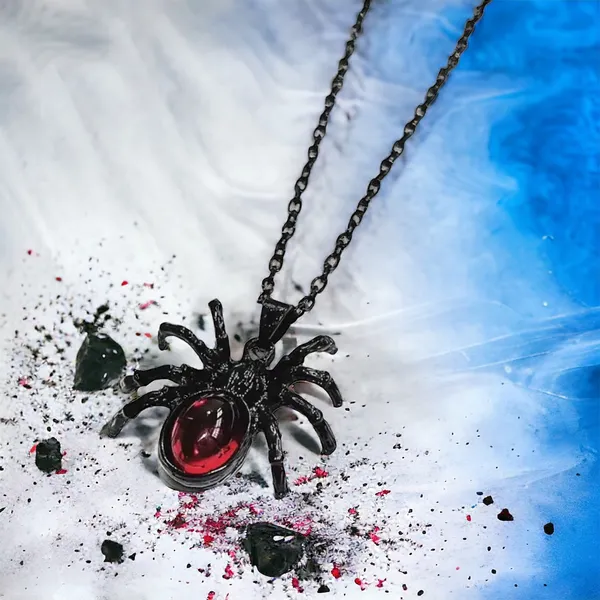 Gothic Black/Red Cute Spider‎ Pendant Necklace Punk Retro Style Fashion Jewelry - Image 2