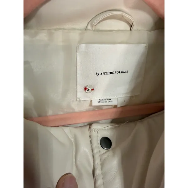 Anthropologie Cream‎ Faux Leather Puffer Vest L Minimalist Cozy Quiet Luxury - Image 3