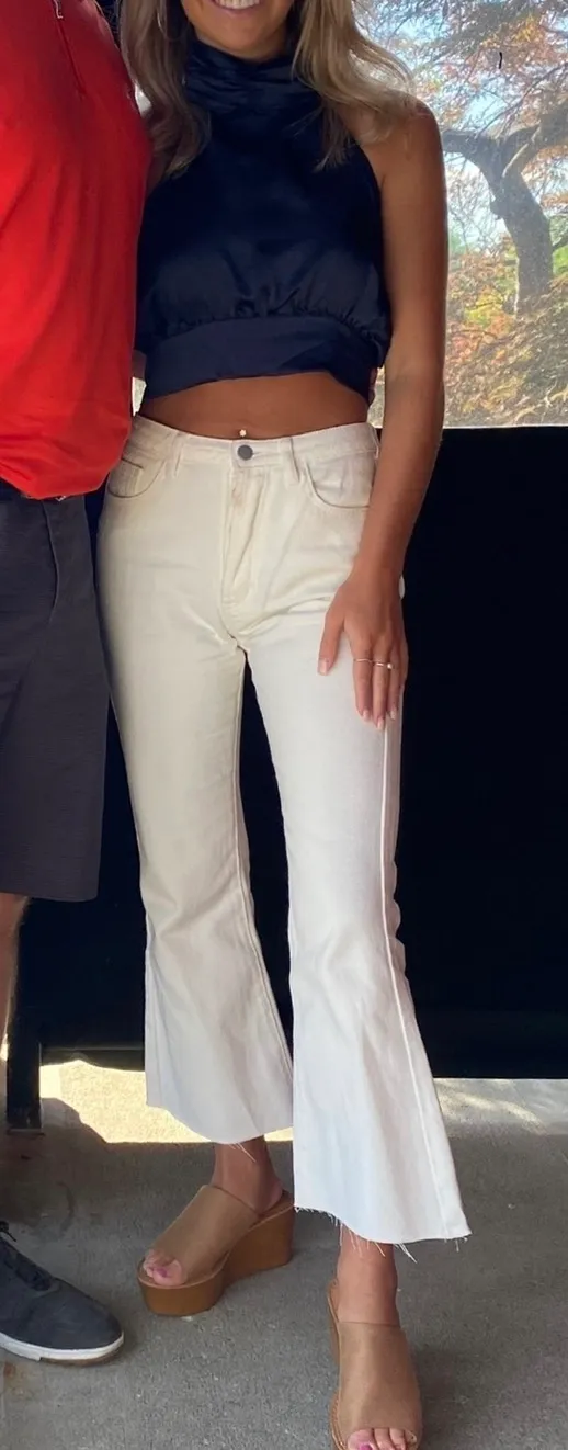 Princess Polly Faye Cropped Jeans In White Denim - Image 2