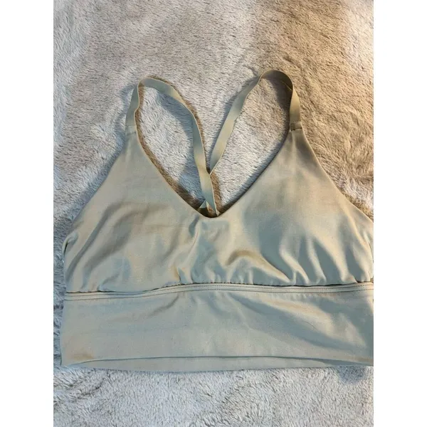 Aerie Women's Medium Support Sports Bra M Cream Racerback - Image 2