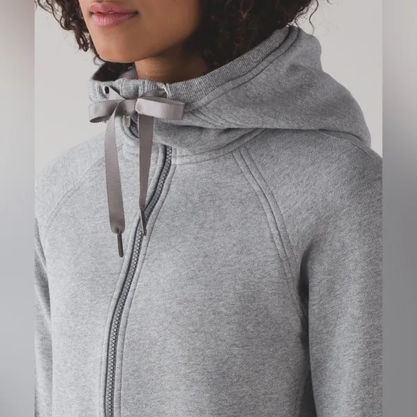Lululemon Fleece Please Hoodie Jacket Heathered Speckled Medium Grey Size 6 - Image 10