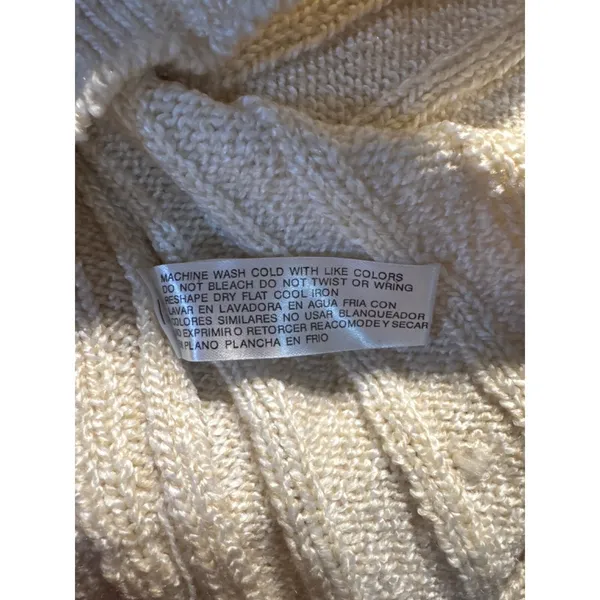 Carolyn Taylor Cream Ribbed Knit Sweater Womens Large Raglan Sleeve Pocket - Image 4