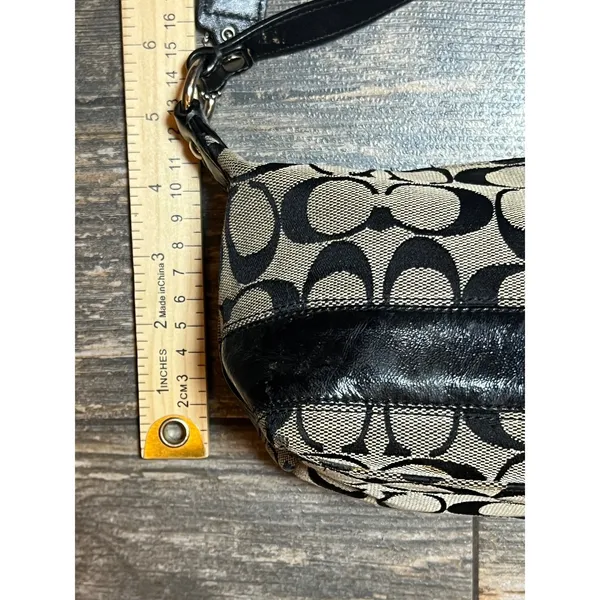 Coach Signature C Canvas Legacy Trim Hobo Shoulder Bag Purse Cosmetic 41642‎ Y2K - Image 8