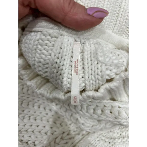Free People White Chunky Knit Sweater XL - Image 2