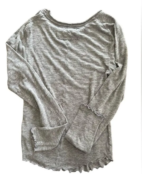 We The Free Free People Be My Baby Long Sleeve Knit Top Size Large Gray Neutral Minimalist - Image 3