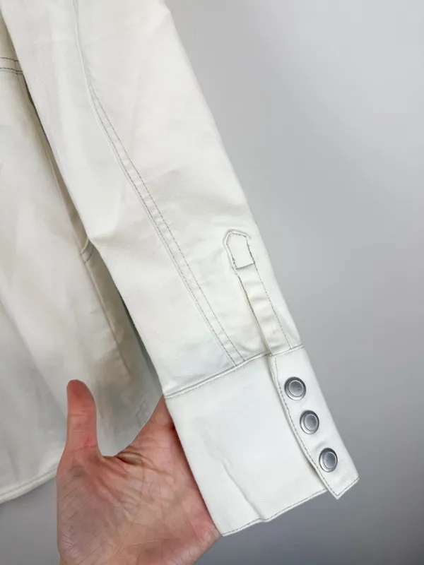 NWT Free People Dynomite Denim White Long Sleeve Mini Shirt Dress Size‎ XS - Image 14