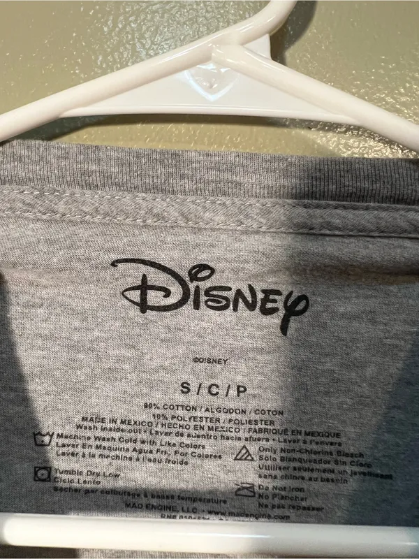 Disney Unisex Size Small T-Shirt Light‎ Gray Mickey Mouse Graphic Short Sleeve - Image 6
