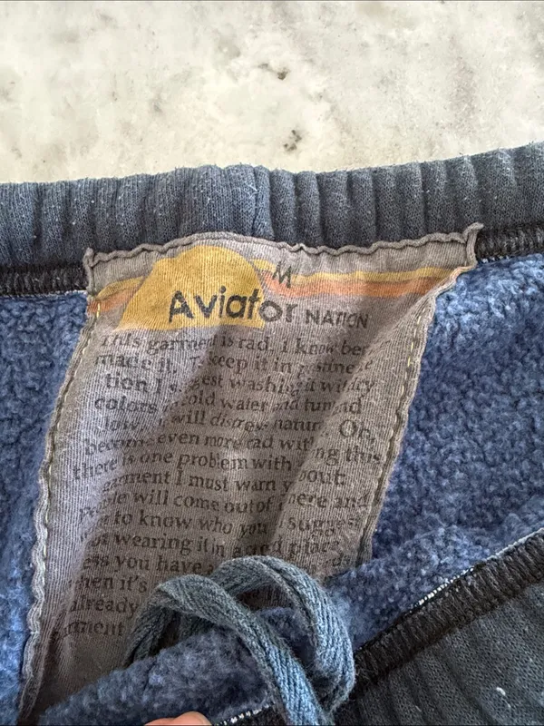 Aviator Nation Navy and Dark Blue Retro Stripe Logo Track Joggers - Image 4