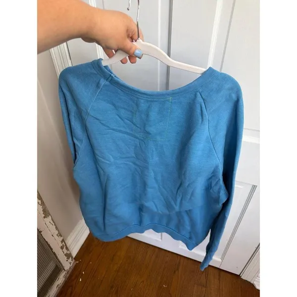 Aviator Nation ocean blue sweatshirt yellow smiley face graphic women's xxl - Image 3