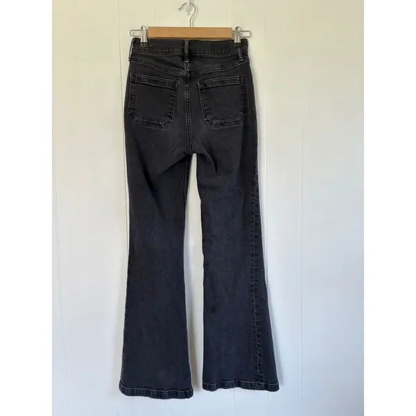 Gap 70s Flare High Rise Jeans Black Washed Patch Pocket‎ Denim Festival 25 0R - Image 2