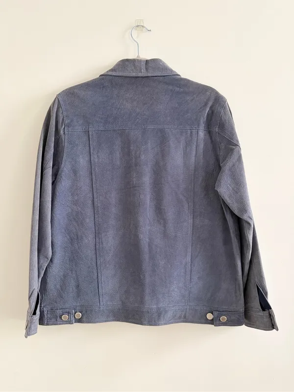 Club Monaco Slate Blue Suede Jacket Gray Size M - Image 2
