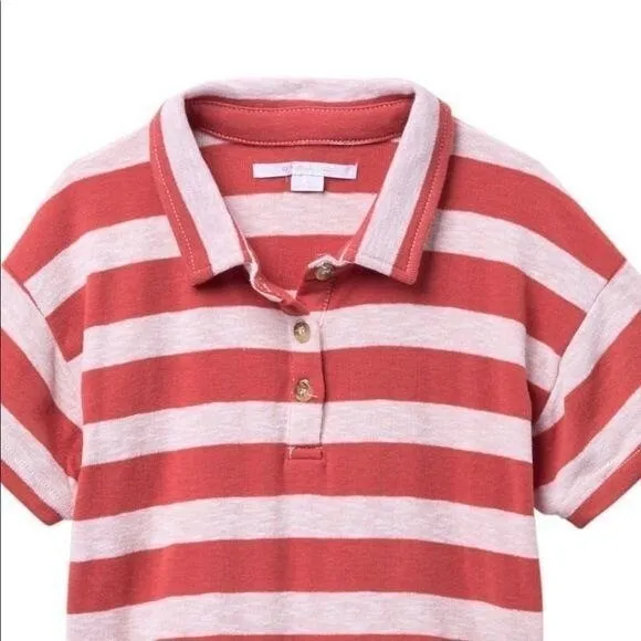 O'Neill Polo Shirt Striped Terracotta Cropped Short Sleeve S Boho‎ Skater Surf - Image 2