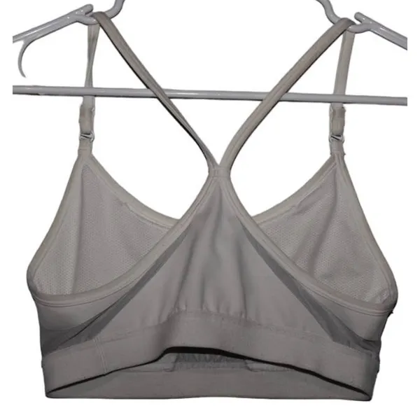 Women's Nike Dri-FIT White Gray Athletic Elastic Racerback Sports Bra Size Small - Image 2