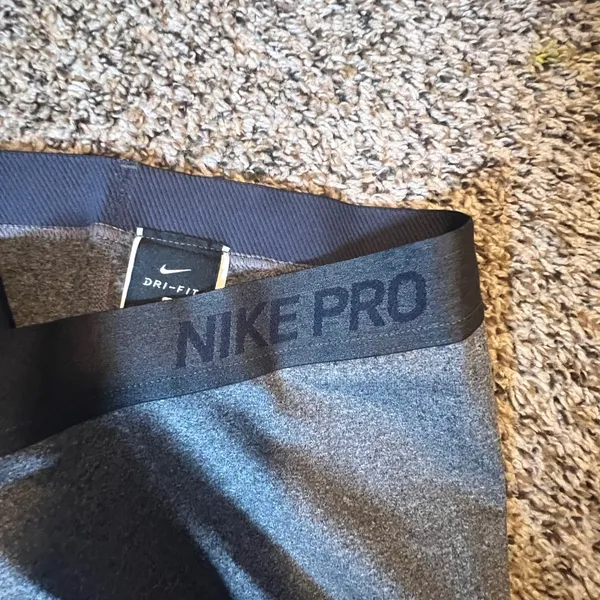 Nike Pro Dri-FIT Womens‎ XL Gray Heathered Athletic Leggings Mesh Panel Training - Image 2