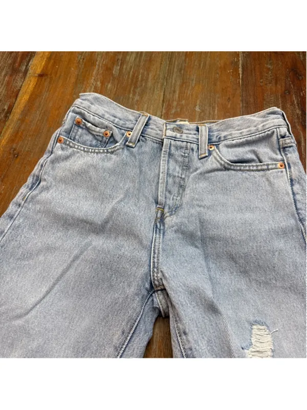 Levi's Wedgie Straight Light Blue Distressed Jeans Womens Size 26 - Image 2