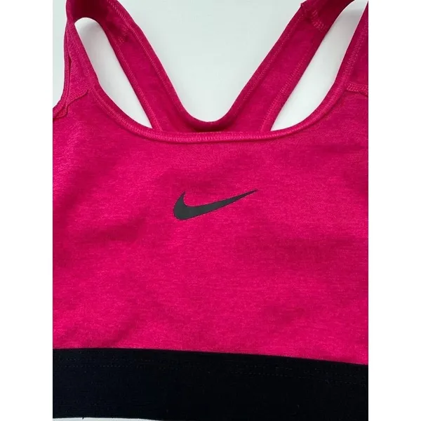 Nike Pro Racerback Sports Bra Bright Pink/Black Dri-Fit Wireless Womens Medium M - Image 4