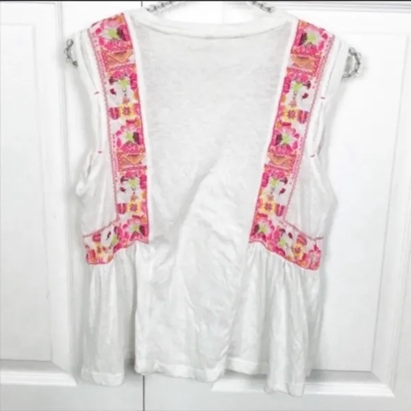 Free People Size XS White‎ Cotton Embroidered Marcy Cut Sleeveless Tank - Image 5