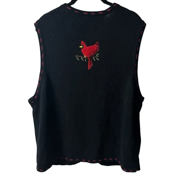 Vintage White Stag Button Up Sweater Vest Cardinals Holiday Cabin Cozy‎ 18W/20W - Image 5