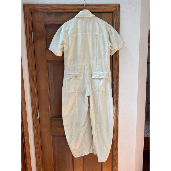 FREE PEOPLE Maxie Washed Coveralls in Ivory Size 6 - Image 8