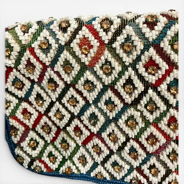 Anthropologie Fiona Beaded Bag Geometric Edition Moody‎ Flower Teal Blue New - Image 6