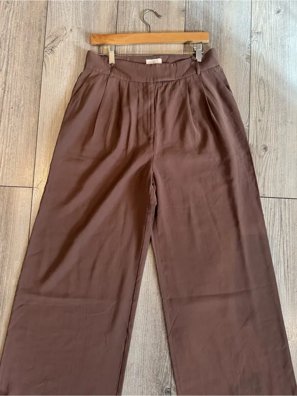 P.CILL Wide Leg Palazzo flowy Pants Brown Size Large NWT - Image 3