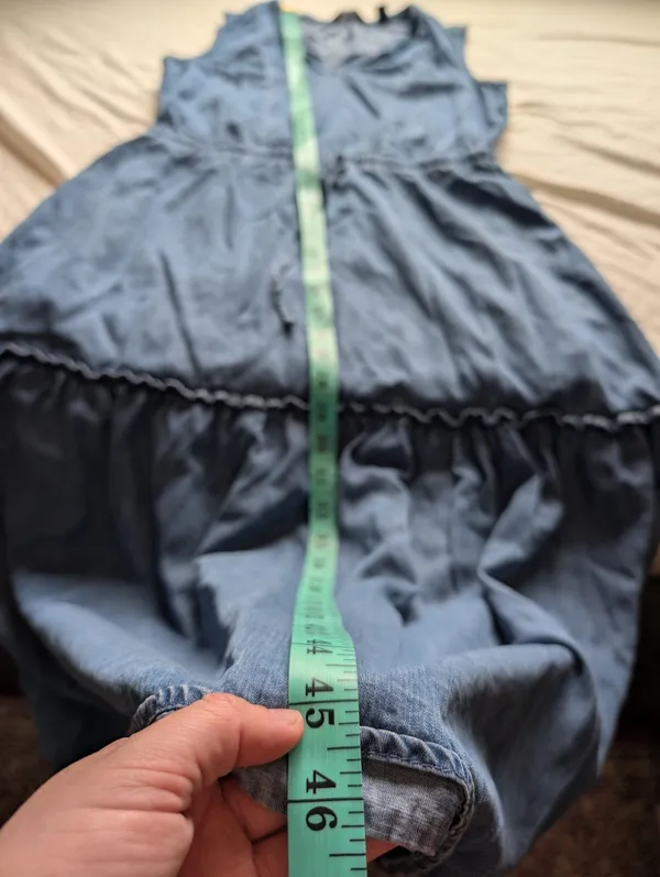 Lands' End Sleeveless Lyocell Tiered Midi Dress Small Blue - Image 7