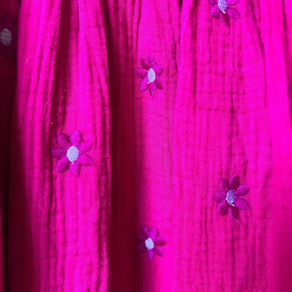 Amazon FP maxi dress embroidered dahlia puff sleeves smock floral magenta midi - Image 9