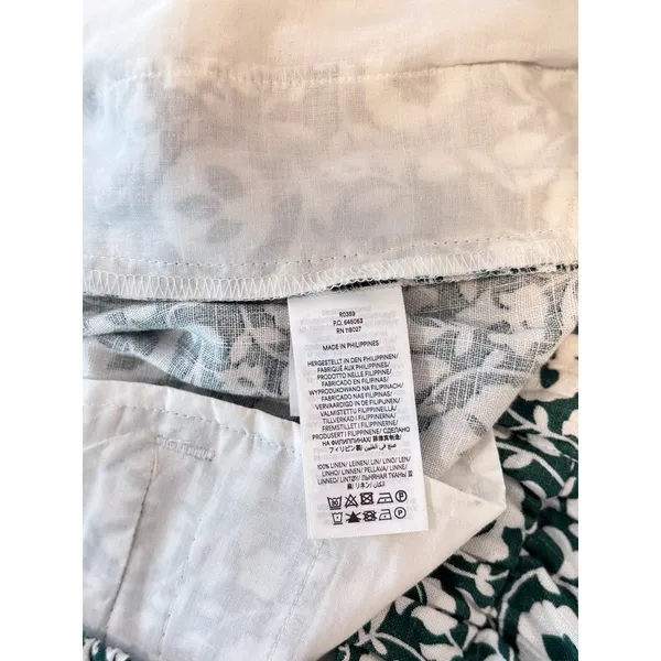 Boden Womens Pants Green Enchanting Bloom Linen Straight Trouser Boho Size 2 - Image 10