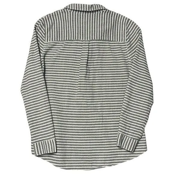 Madewell Stripe Lightweight Long Sleeve Button Up Coastal Comfort Travel S - Image 4