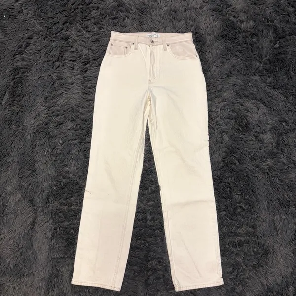 Abercrombie & Fitch faux leather top High Rise Cream 90s ultra highrise Jean 27 - Image 3