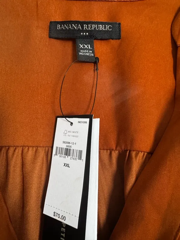 Banana‎ Republic Rust Brown V-Neck Long Sleeve Blouse - Image 2