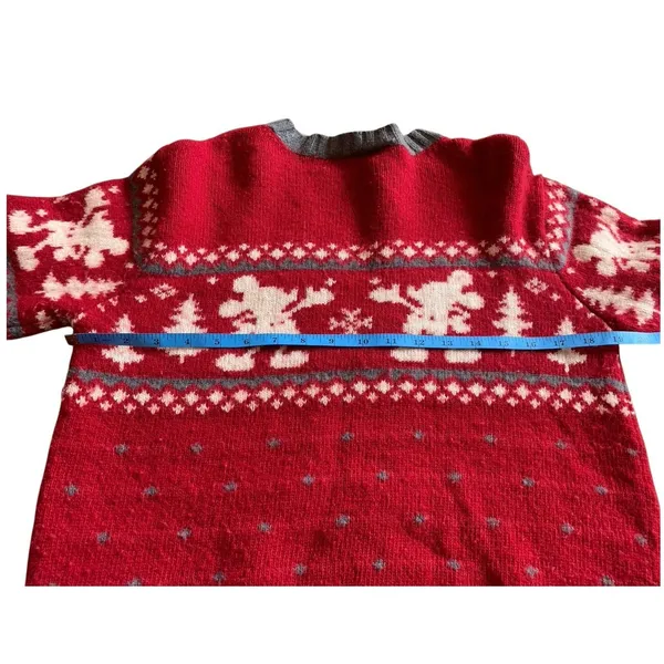 Vintage Mickey Mouse Christmas Sweater Wool Blend Fair Isle Red Disney Size‎ M - Image 5