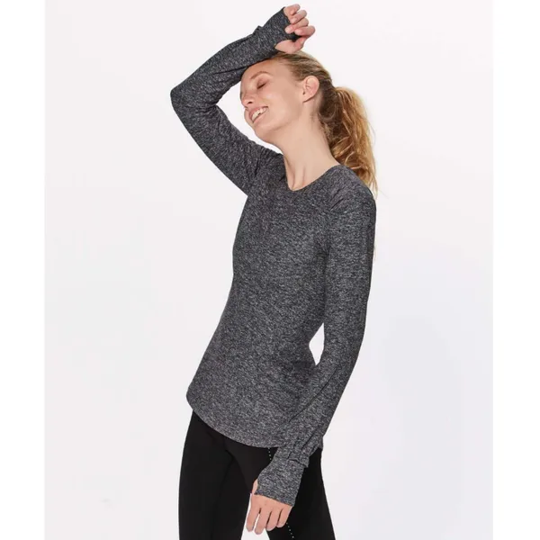 Lululemon Swiftly Tech Long Sleeve Women Size 6 Black White Static Athletic Top - Image 3