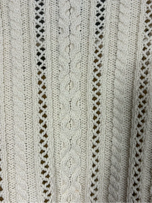 Lauren Ralph Lauren Cable Knit V-Neck Vintage Cotton Sweater Medium Winter Cozy - Image 5
