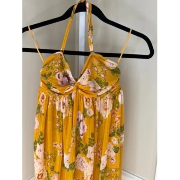 Free People Mustard Floral Halter High-Low Tunic Top XS - Image 10