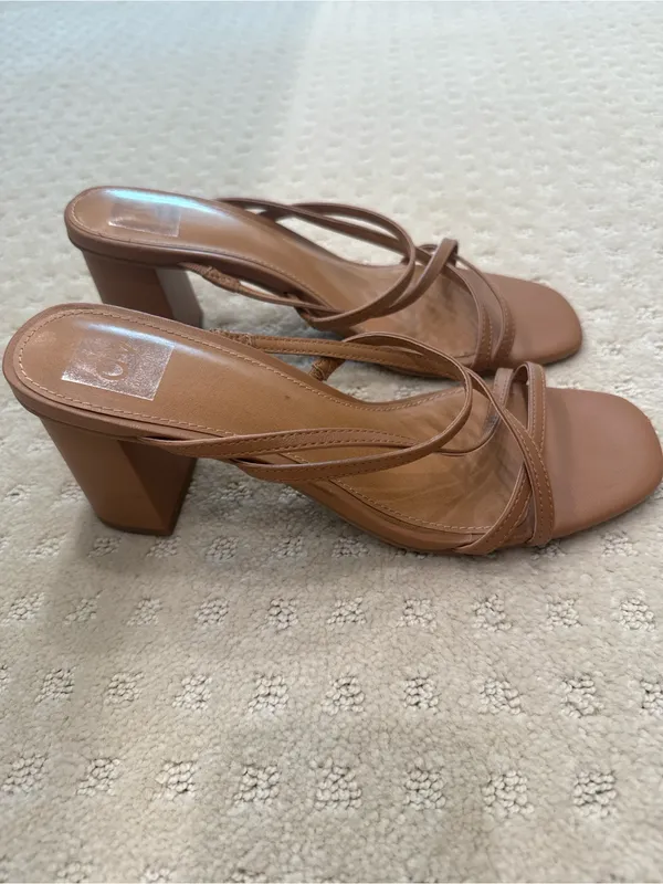 Dolce Vita Hinx Strappy Block Heel Sandals | Tan Square Toe Heels Size 9.5 - Image 2