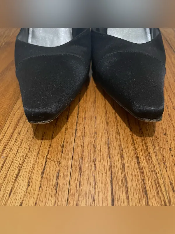 Stuart Weitzman Satin Pointed Toe Pumps Black Womens Size 7B Stiletto Heels - Image 5
