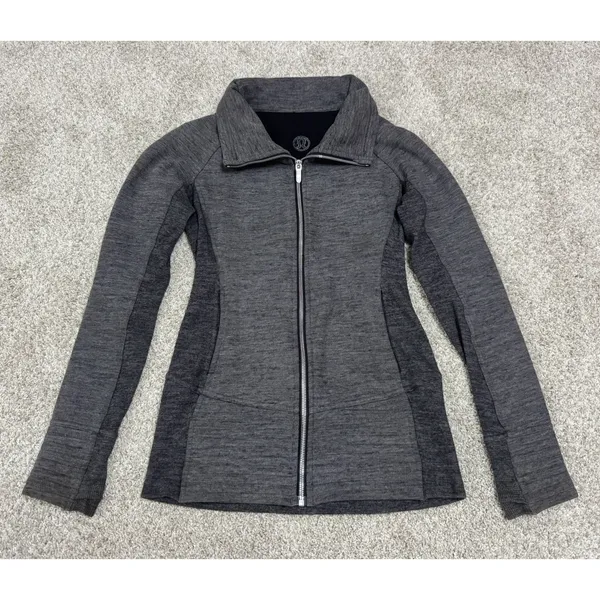 Lululemon Radiant Jacket II Heathered Core Dark Gray Full Zip Size 4 - Image 2