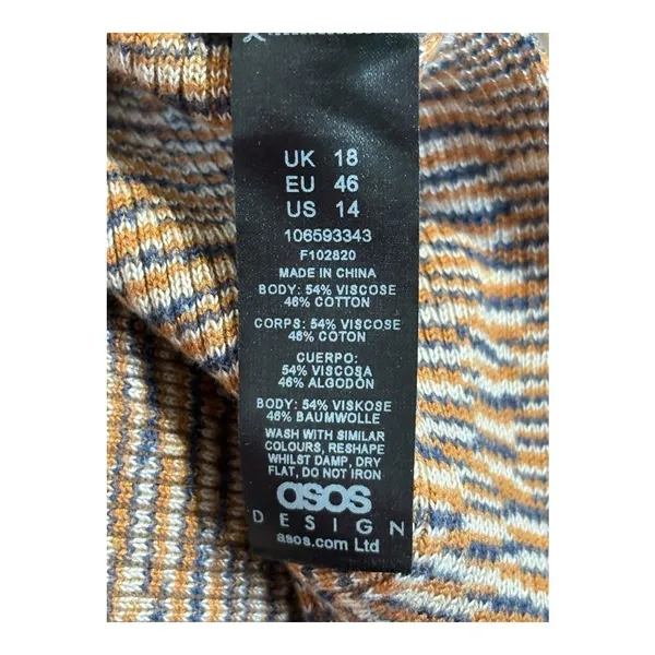 ASOS Design Space Dye‎ Knit Maxi Dress Women Size 14 Brown Long Sleeve Side Slit - Image 8