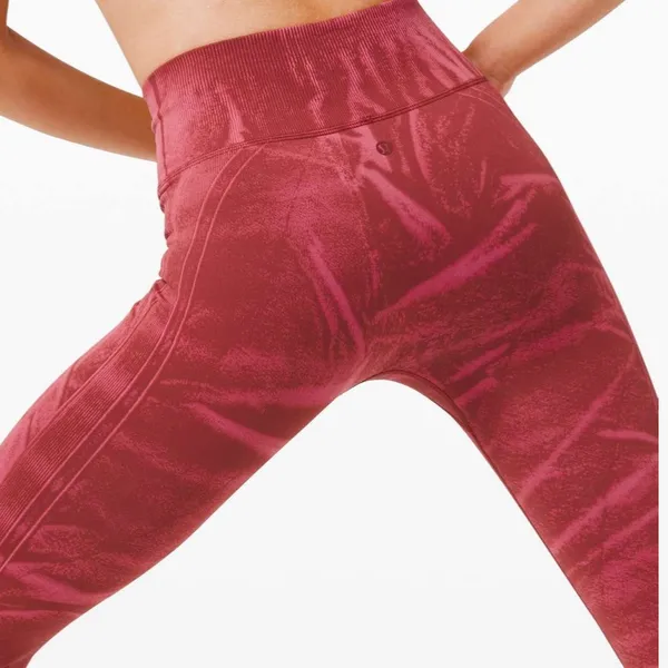 Lululemon Ebb To Street High Rise Tights Leggings: Stone Wash Chianti Red Pink - Image 6