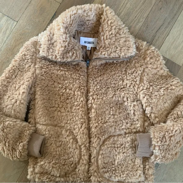 BB Dakota Brown Size XS Fuzzy Jacket Teddy Plush Soft Cozy Warm Coat New - Image 2