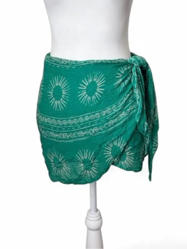 Green Cotton Wrap Skirt Size M - Image 3