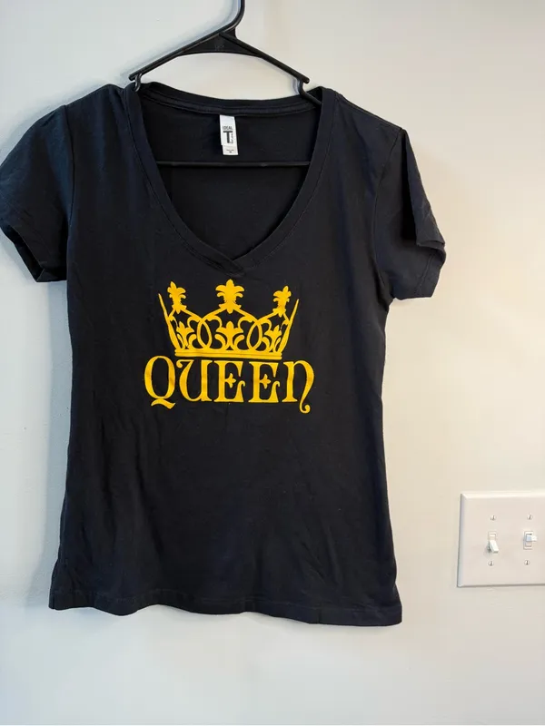 Next Level Apparel Black V-Neck Tee with Yellow Detail - Image 2