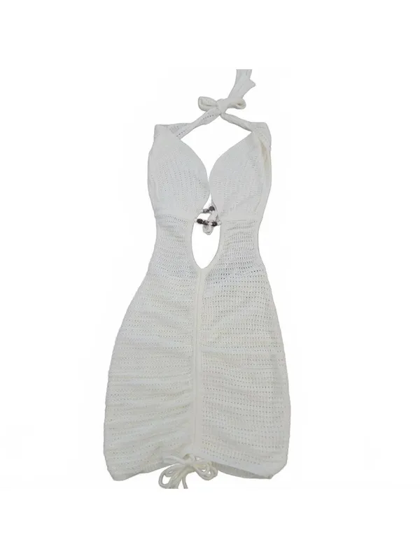 Outcast Alia Mini Dress Crochet Coastal Beach Vacation White Women's XXS/XS NWT - Image 2