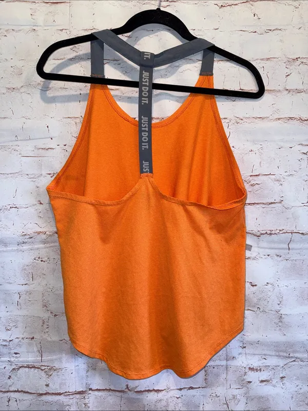 Nike Elastika 2.0 Orange Racerback Tank Gray Straps Medium Dri Fit lightweight - Image 4