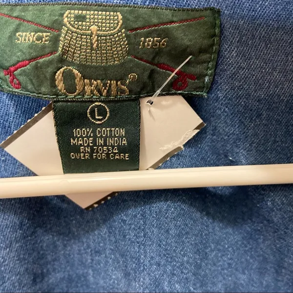 Vintage Orvis Denim Fly Fishing Vest Utility Cargo Button Front Medium Wash L - Image 4