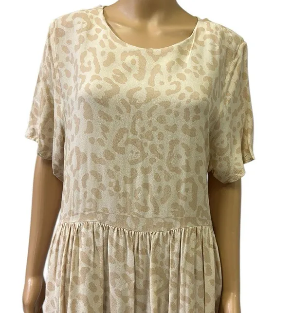 Shoulder Brand Cream Short Sleeve Midi Maxi Pocket Dress Imported 44 US 14 XXL - Image 3